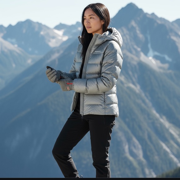 Bogner Silver Metallic Down Puffer Ski Jacket with Hood Fire and Ice - Picture 1 of 5